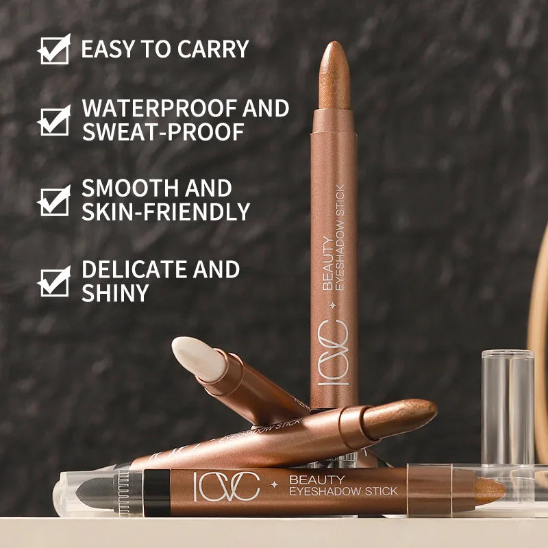 Waterproof Shimmer Eyeshadow Stick for Long-Lasting Eye Makeup