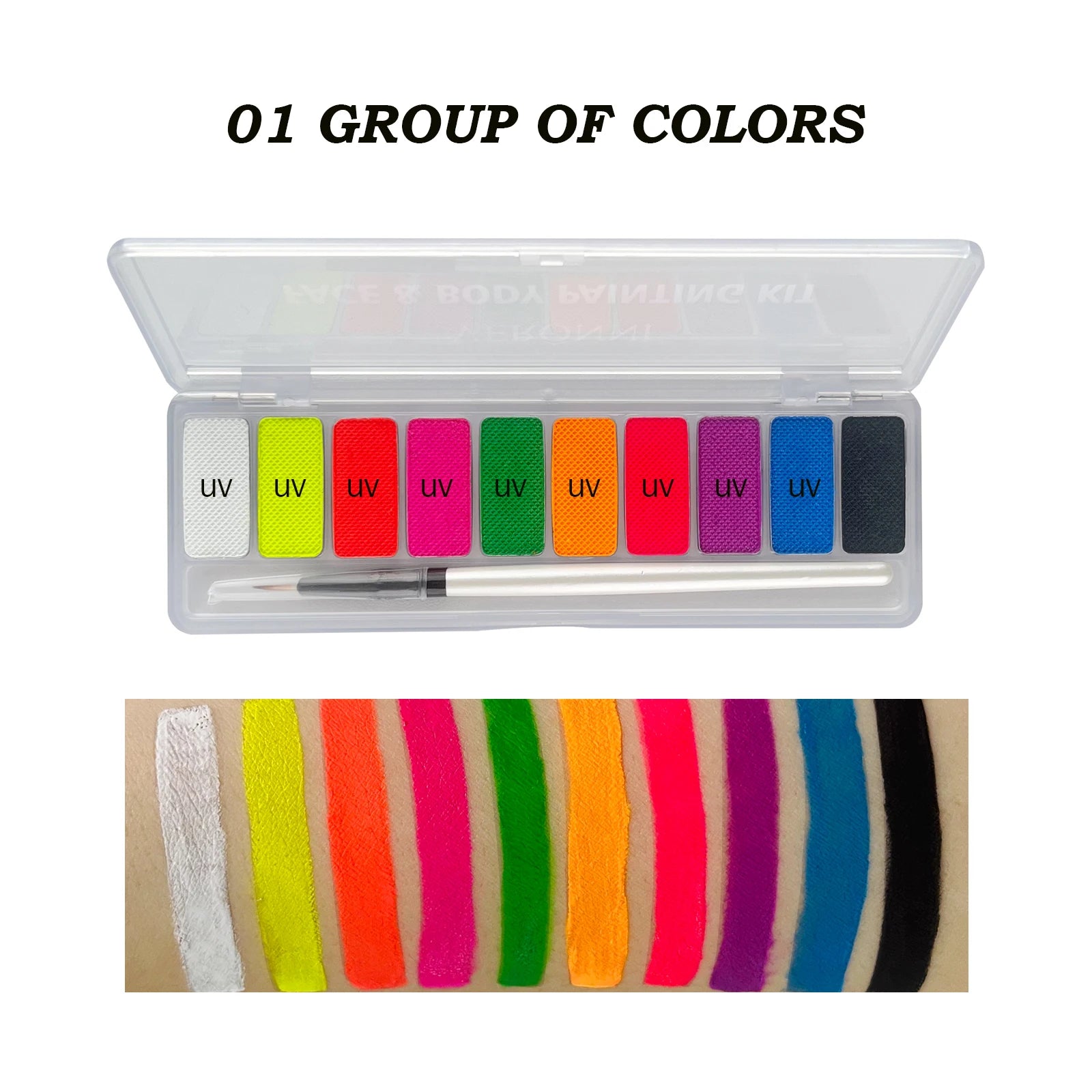 10-Color Neon UV Glow Face and Body Paint Palette - 15