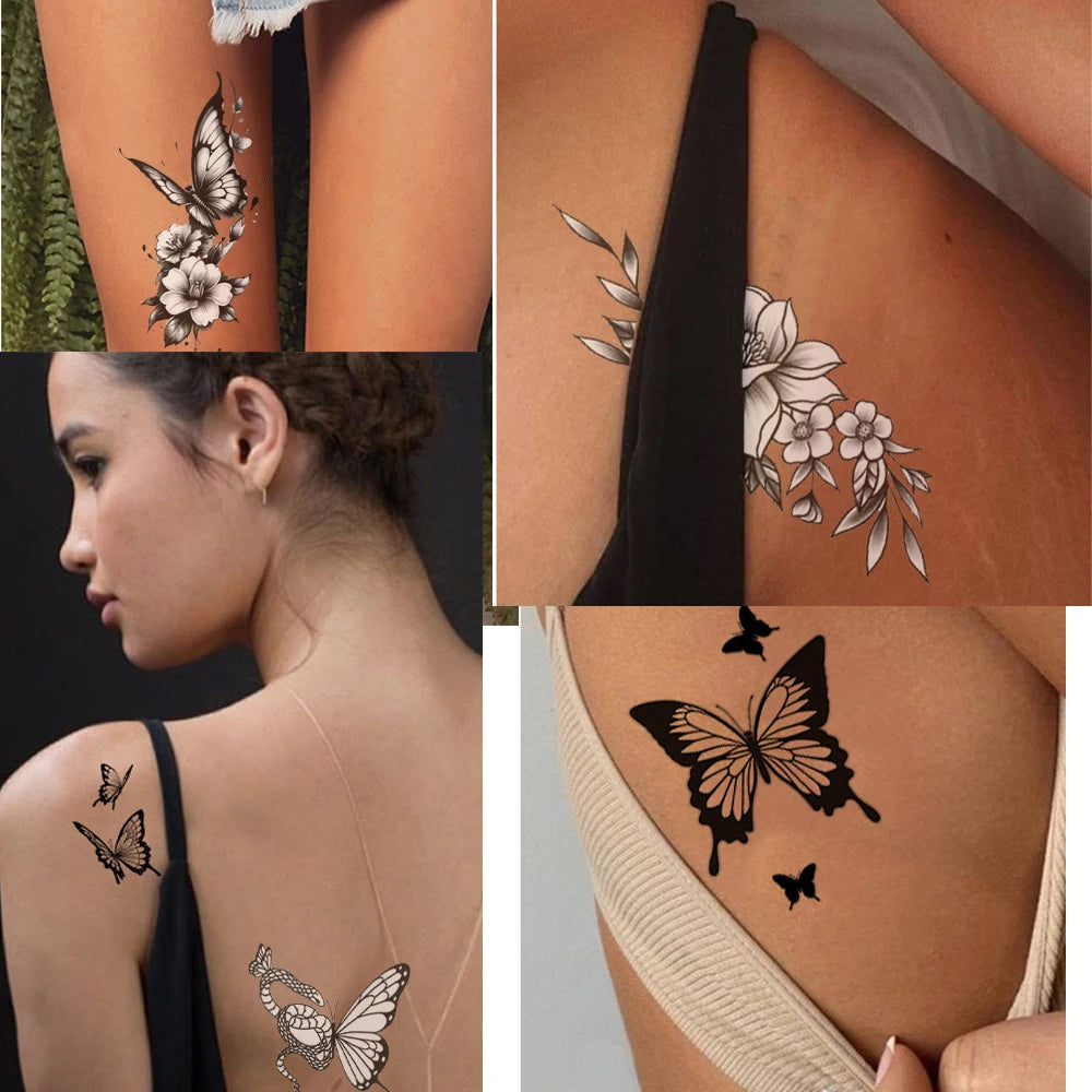 Semi-Permanent Butterfly Temporary Tattoo Set