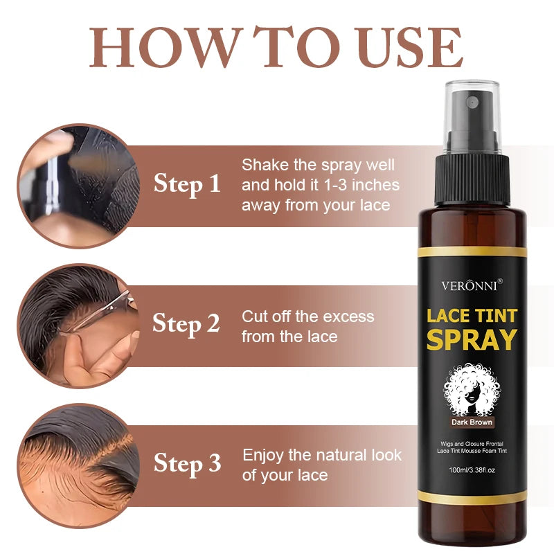 Dark Brown Lace Tint Spray for Natural Wig Blending - 15