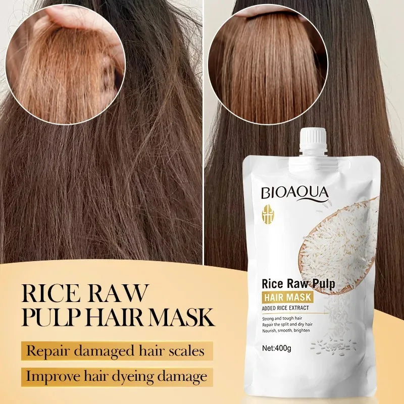 Deep Nourishing Rice Hair Mask for Damaged Frizzy Hair - 3