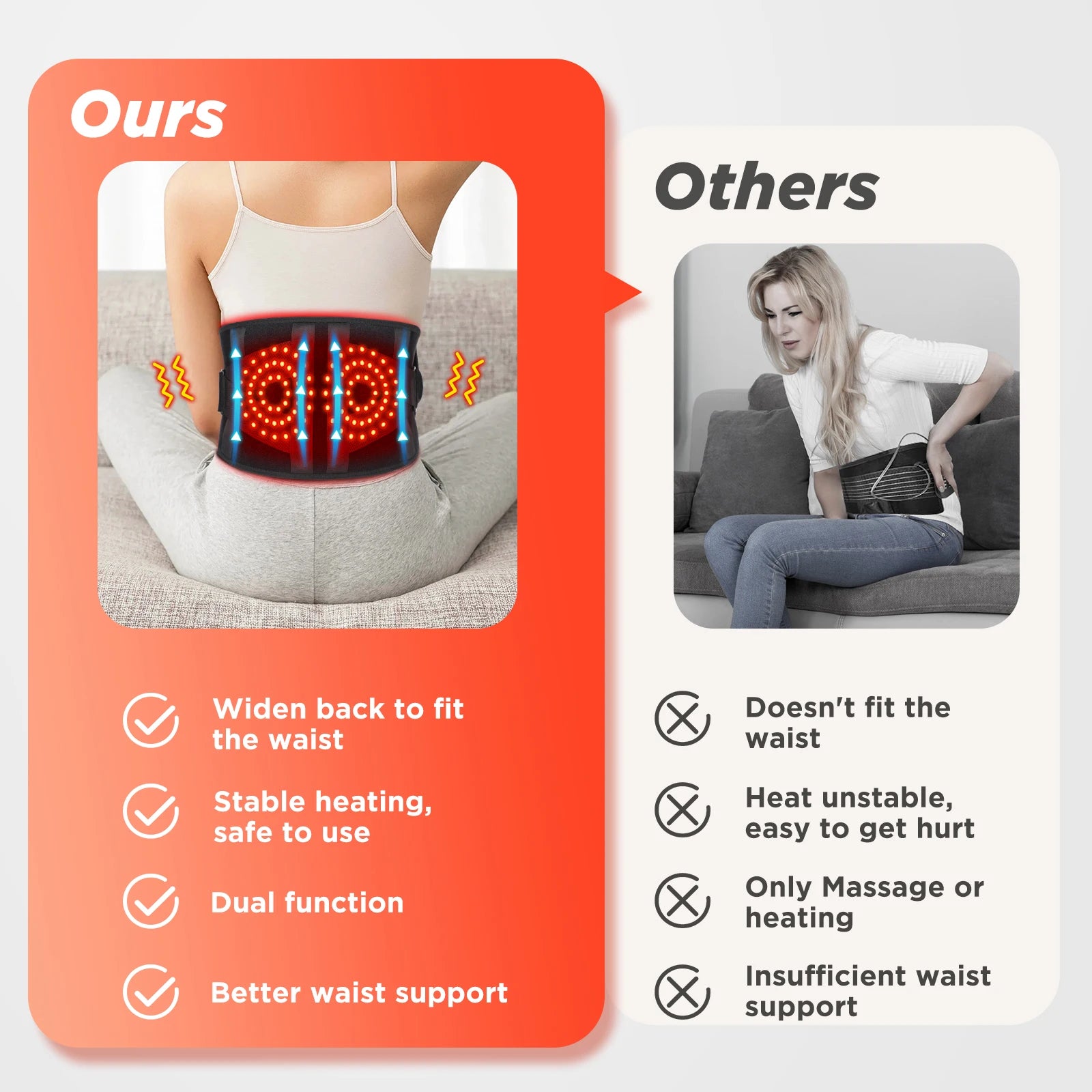 Heated Lower Back Support Massager Belt - 8