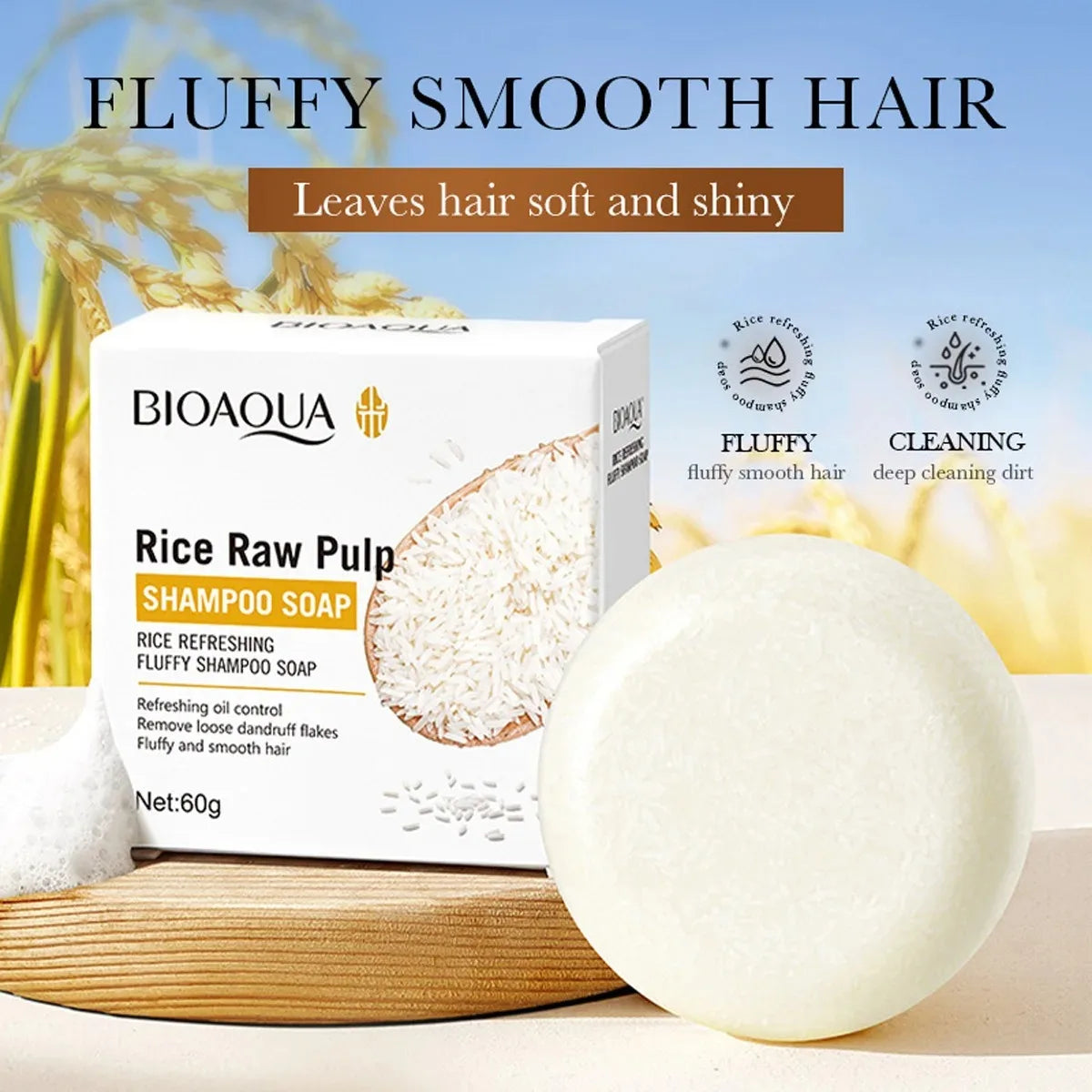 Rice Water Nourishing Solid Shampoo Bar for Deep Hair Cleansing