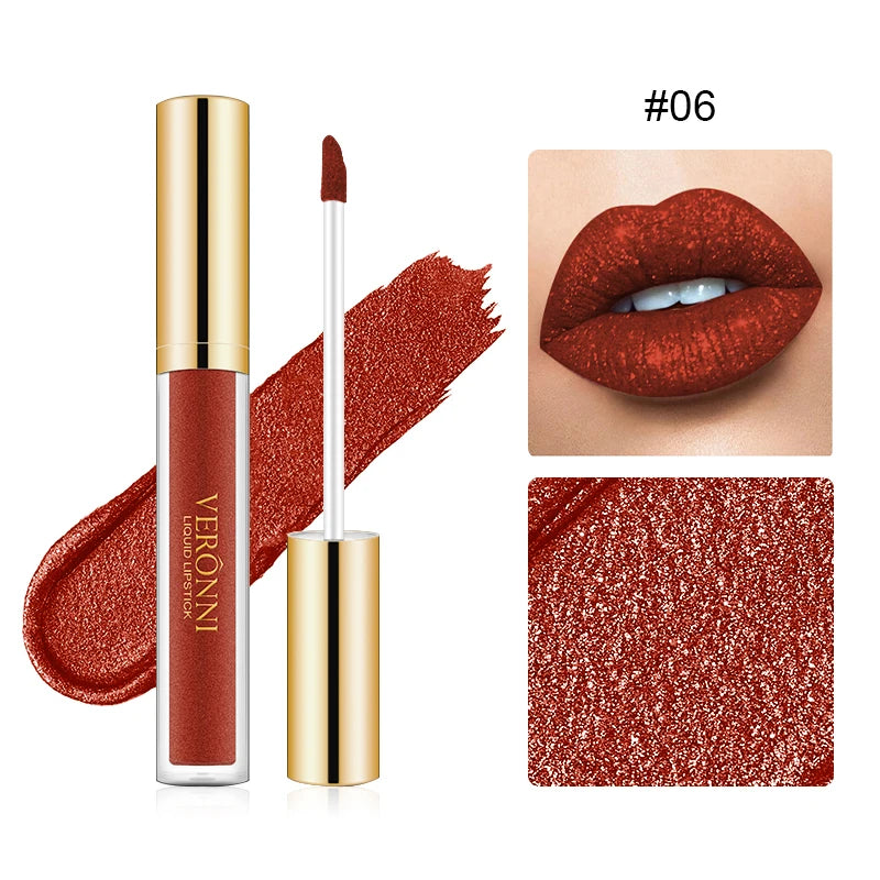 Long-Lasting Diamond Shimmer Liquid Lipstick
