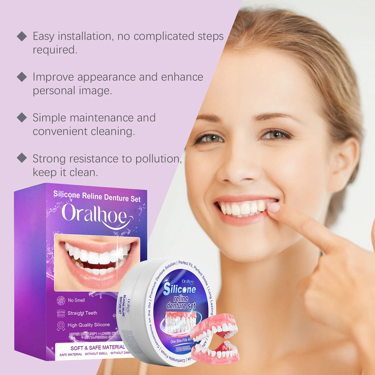 Comfortable Silicone Denture Reline and Fitting Set