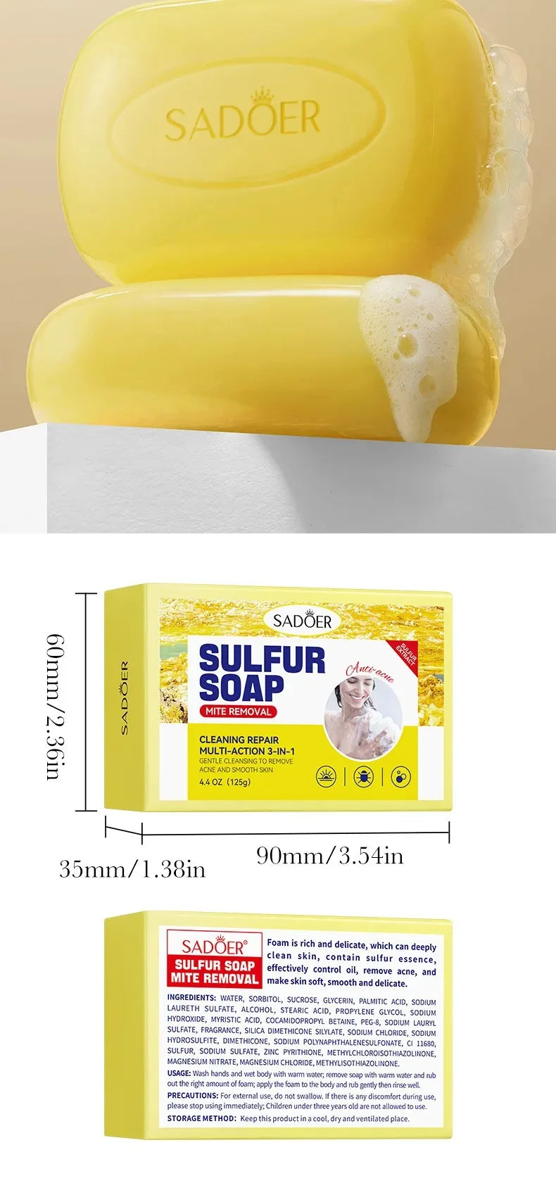 Sulfur Anti-Acne and Mite Removing Facial Soap
