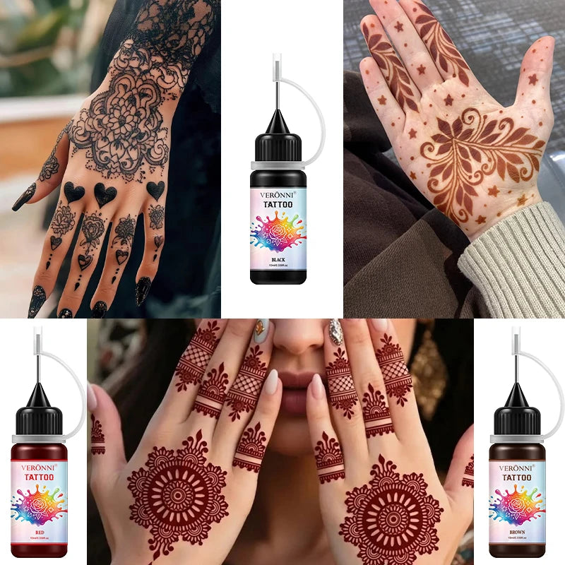 Temporary Tattoo Ink Kit with Stencils for DIY Body Art