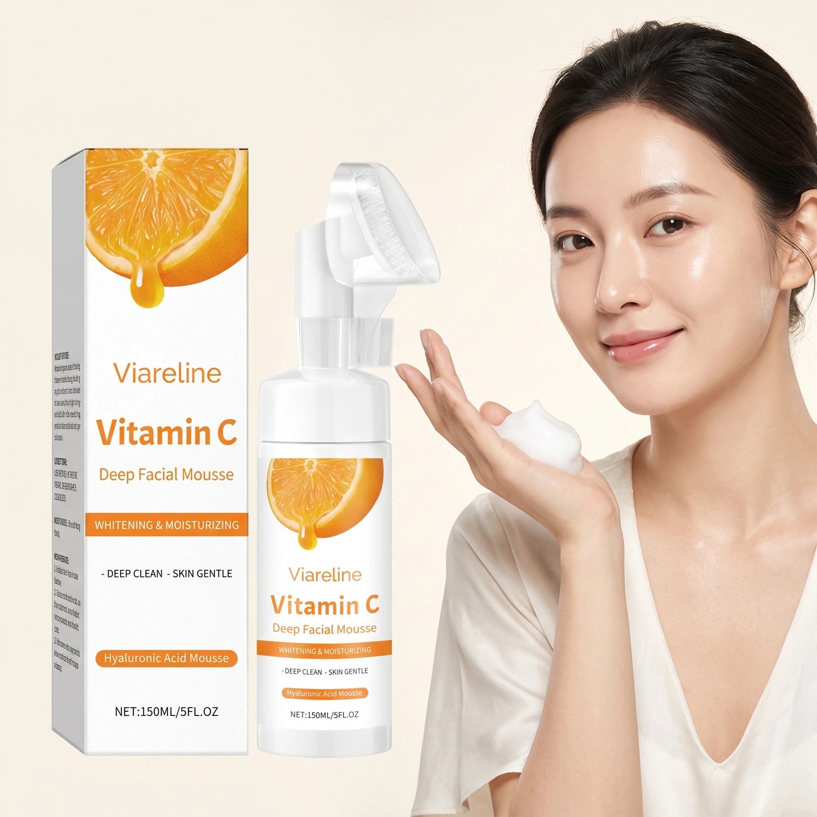Brightening Vitamin C Facial Cleanser with Exfoliating Brush - 2