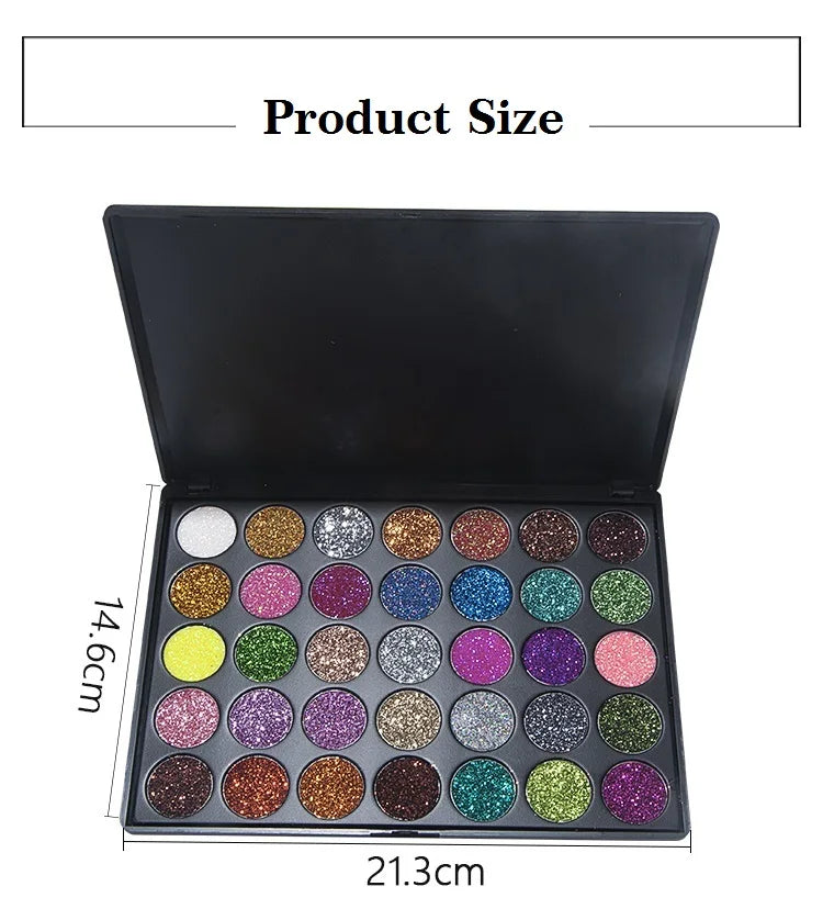 35-Color Professional Shimmer & Glitter Eyeshadow Palette