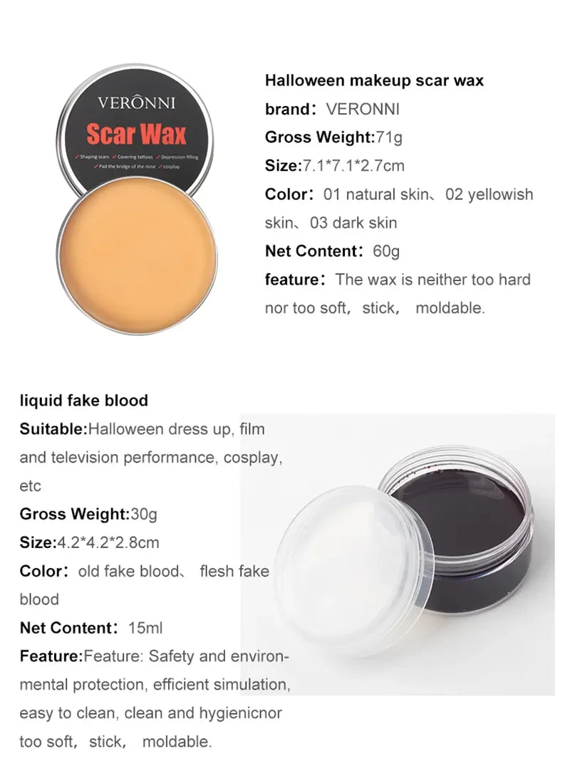 Professional Special Effects Makeup Kit for Halloween and Cosplay - 9