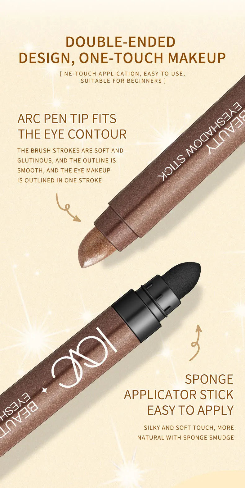 Waterproof Shimmer Eyeshadow Stick for Long-Lasting Eye Makeup