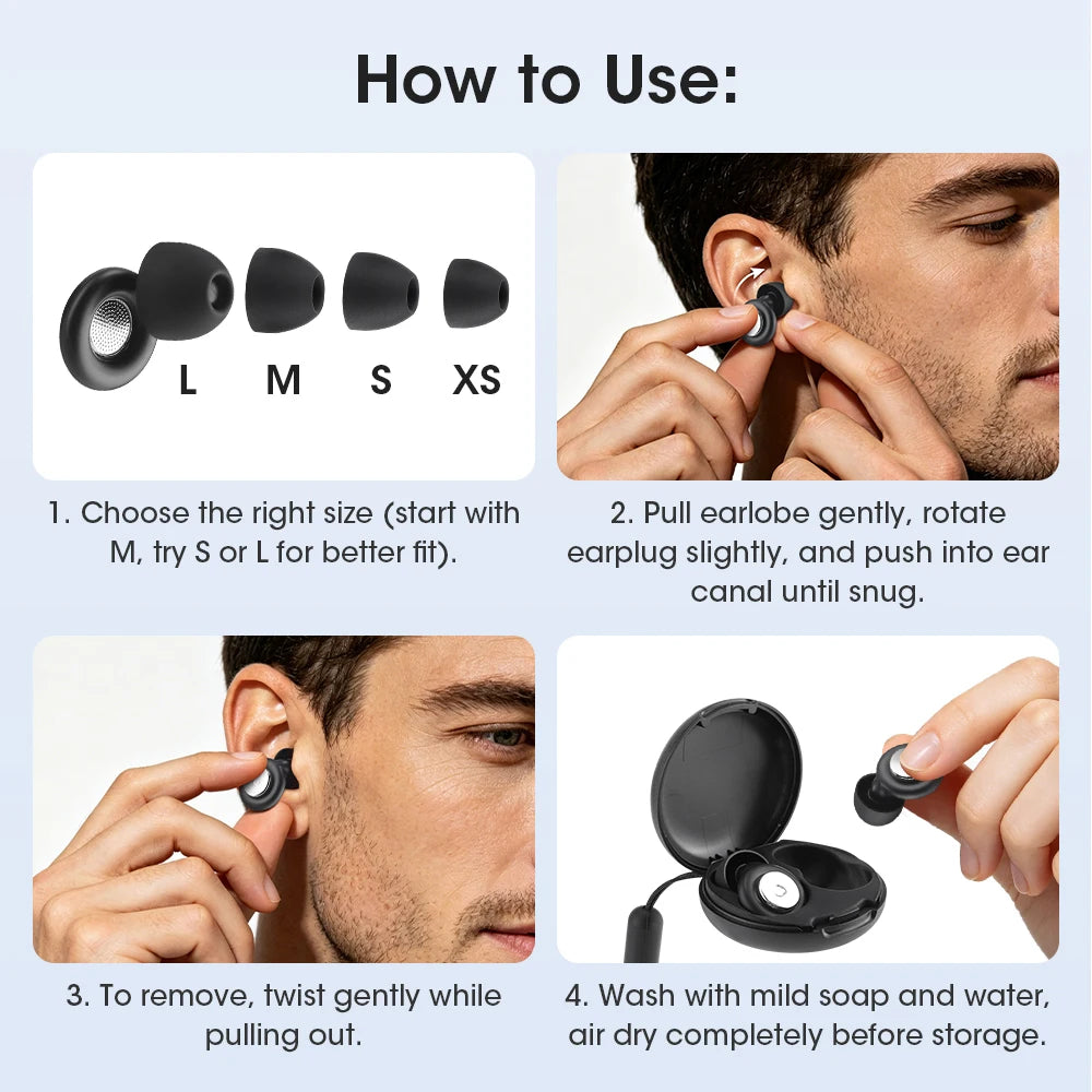 Reusable Noise-Canceling Silicone Sleep Earplugs