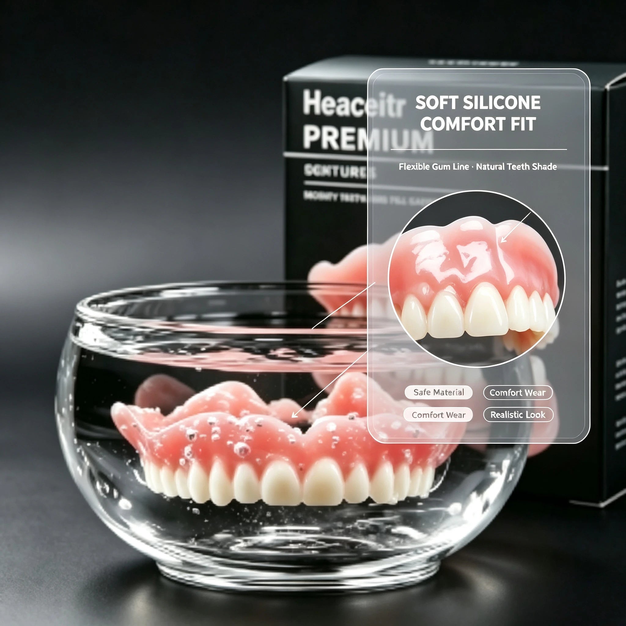 Custom Fit Silicone Cosmetic Dentures - 1