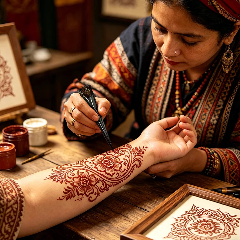 Natural Henna Tattoo Paste for Temporary Body Art - 11