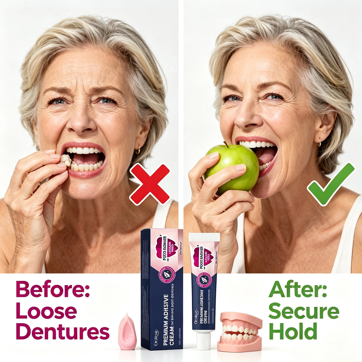 Strong Hold Denture Adhesive Cream for All-Day Comfort