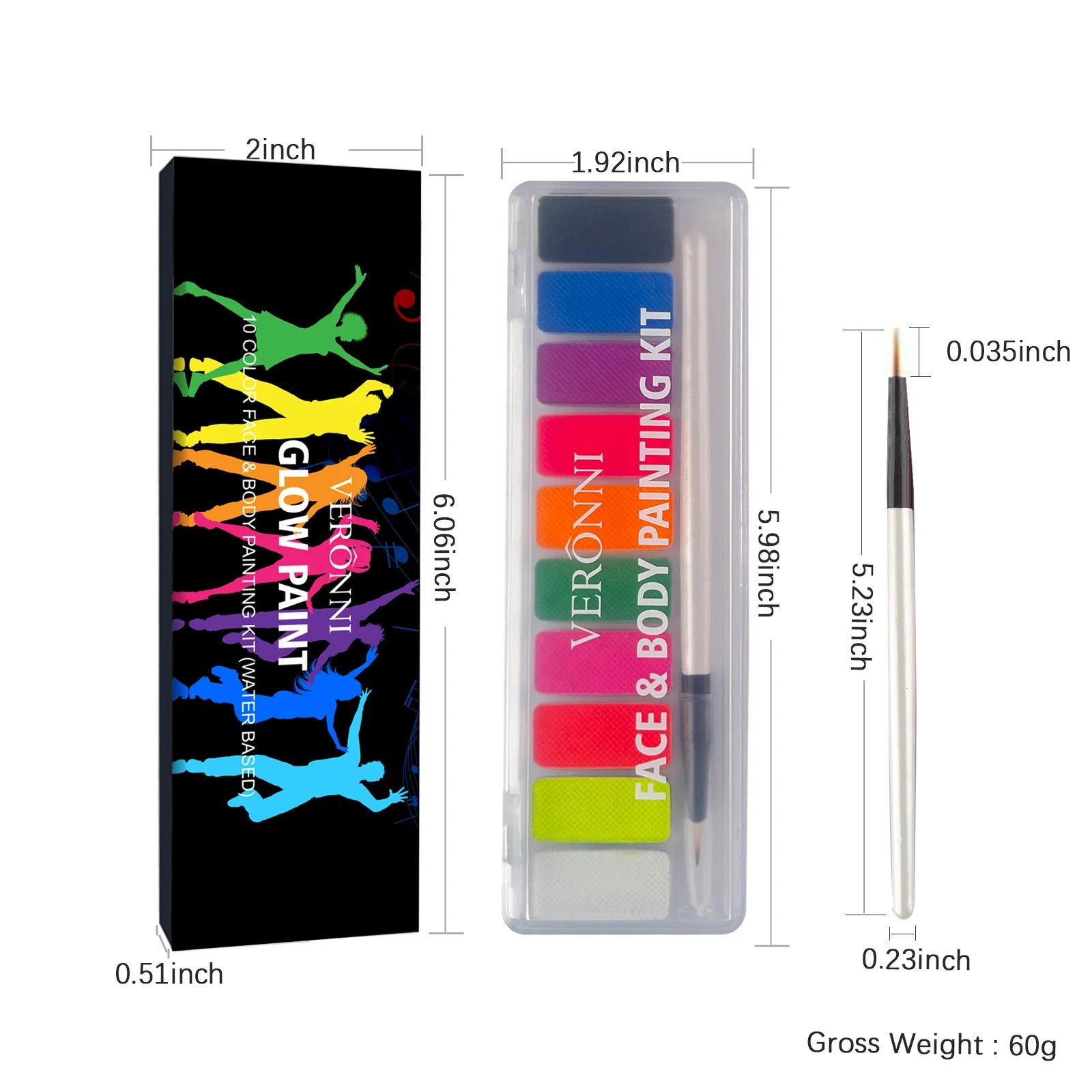 10-Color Neon UV Glow Face and Body Paint Palette - 13