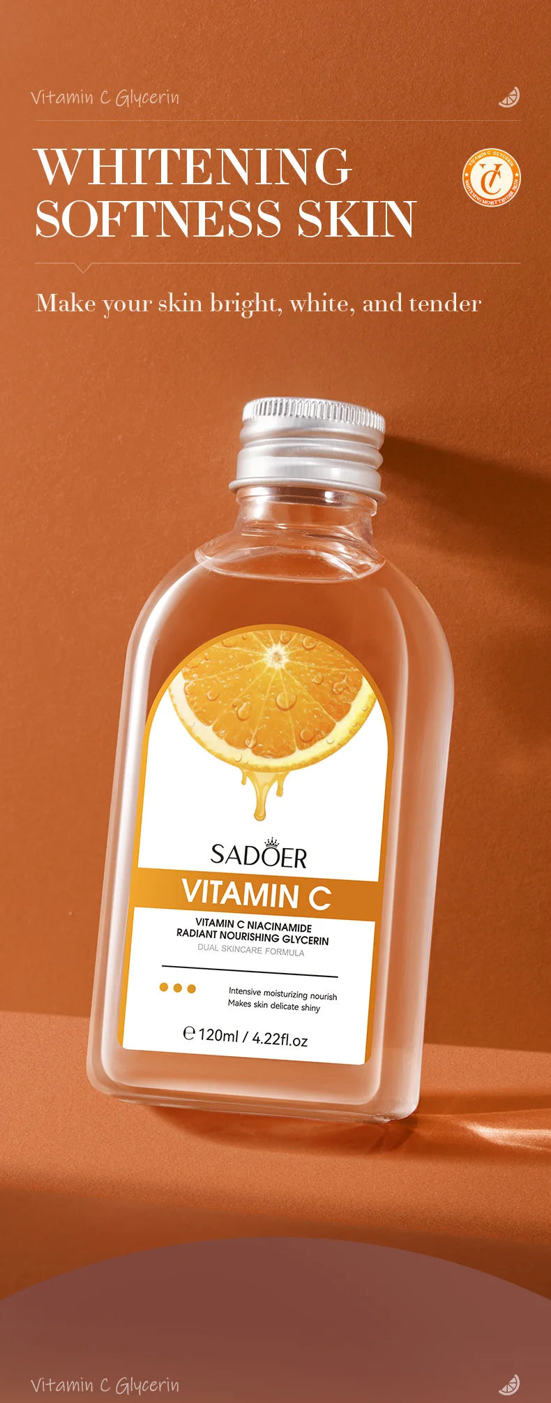Vitamin C Brightening Face Serum for Radiant Hydrated Skin