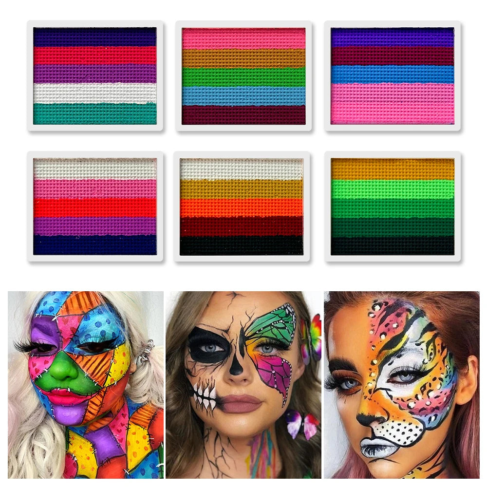UV Glow-in-the-Dark Rainbow Face and Body Paint Set - 3