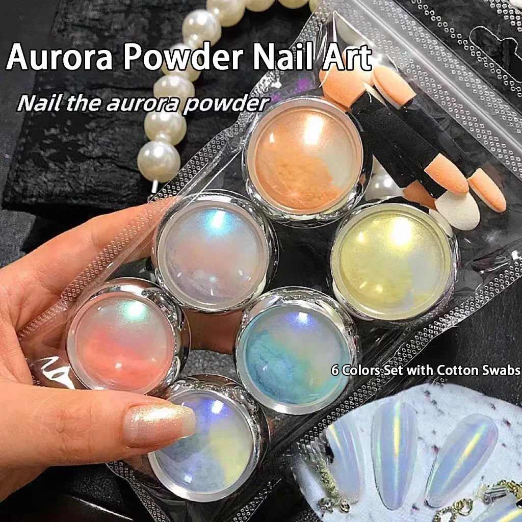 Aurora Holographic Chrome Nail Powder Pigment Set