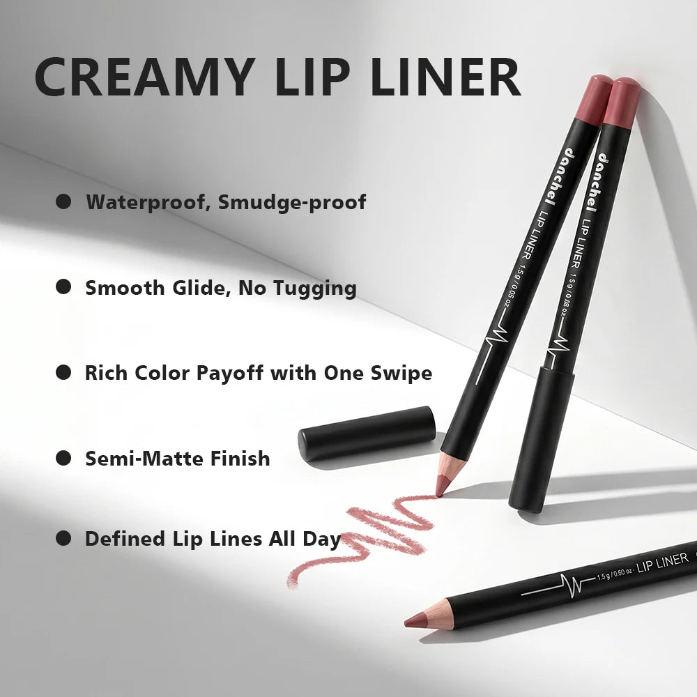 12-Color Waterproof Matte Lip Liner Pencil Set - 4
