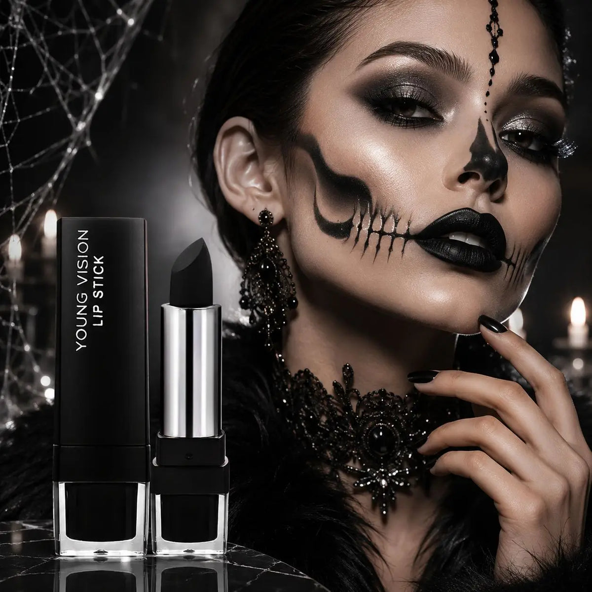 Matte Gothic Lipstick for Halloween Cosplay Makeup