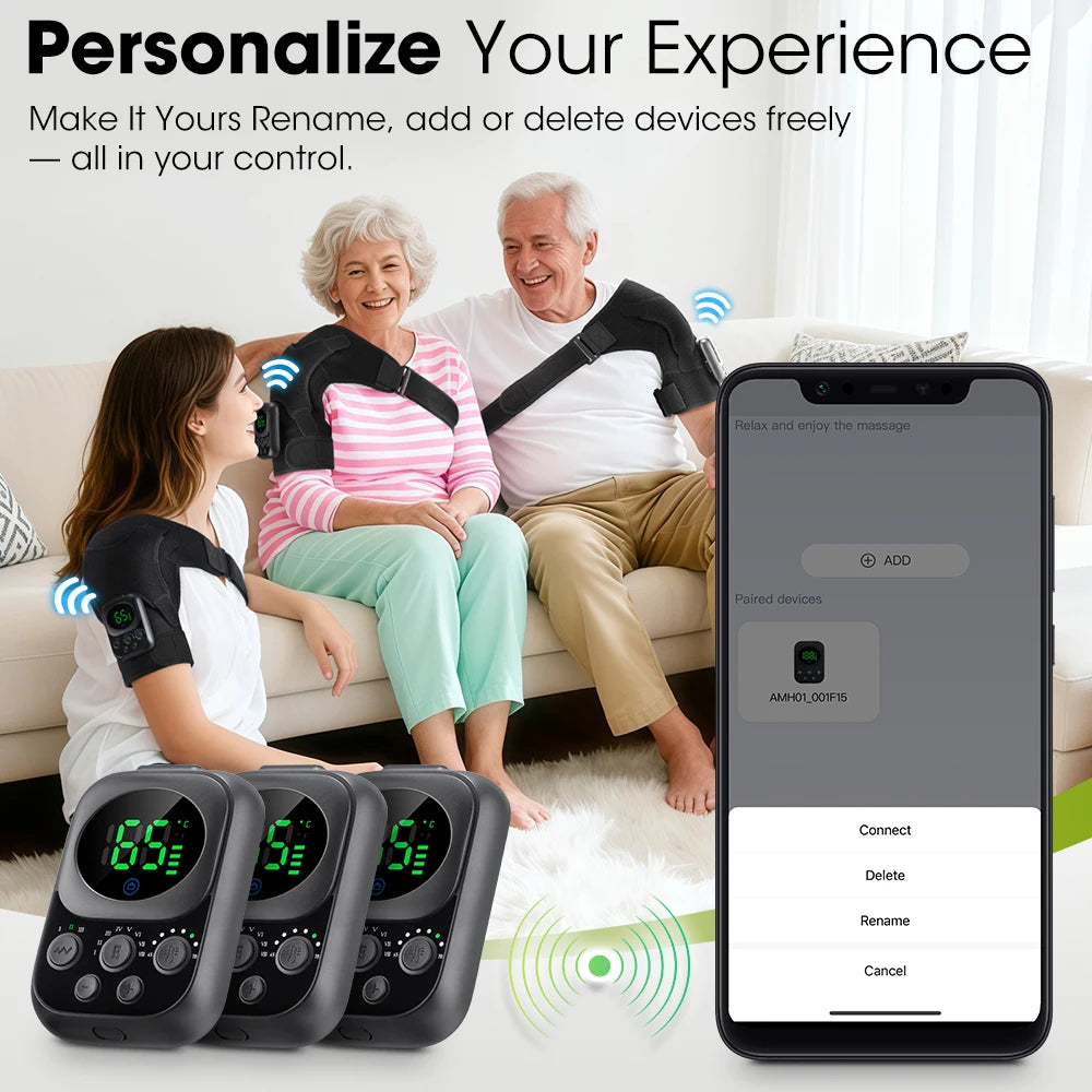 Cordless Heated Shoulder Massage Brace with App Control