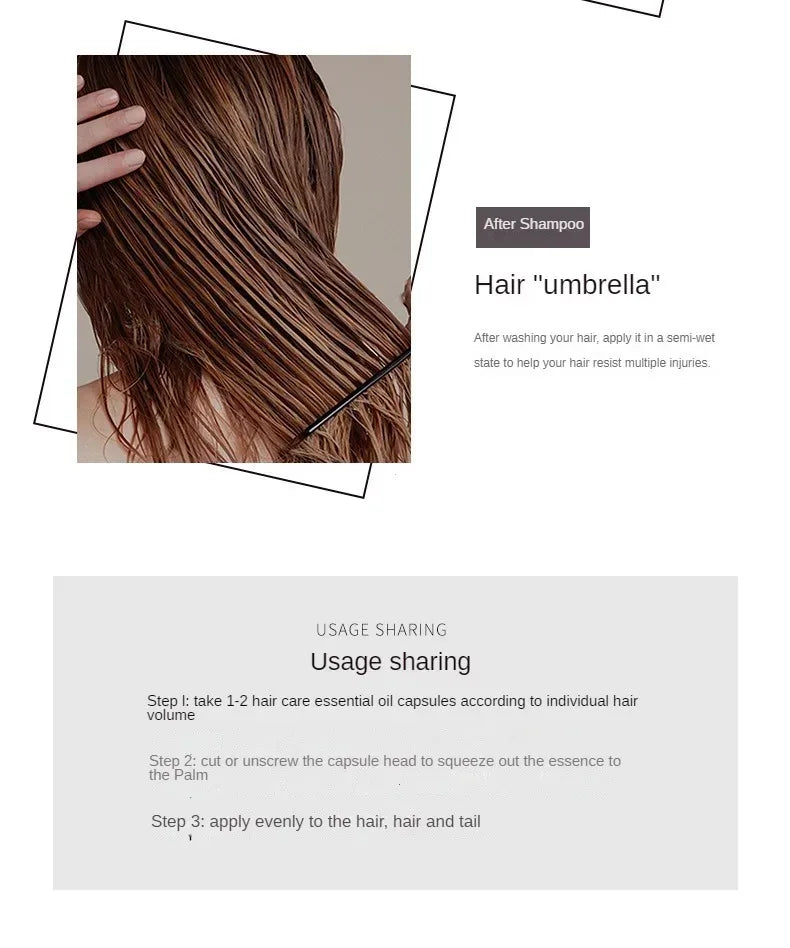 Rose Essential Oil Hair Repair Capsules for Dry Frizzy Hair