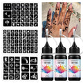 Temporary Tattoo Ink Kit with Stencils for DIY Body Art