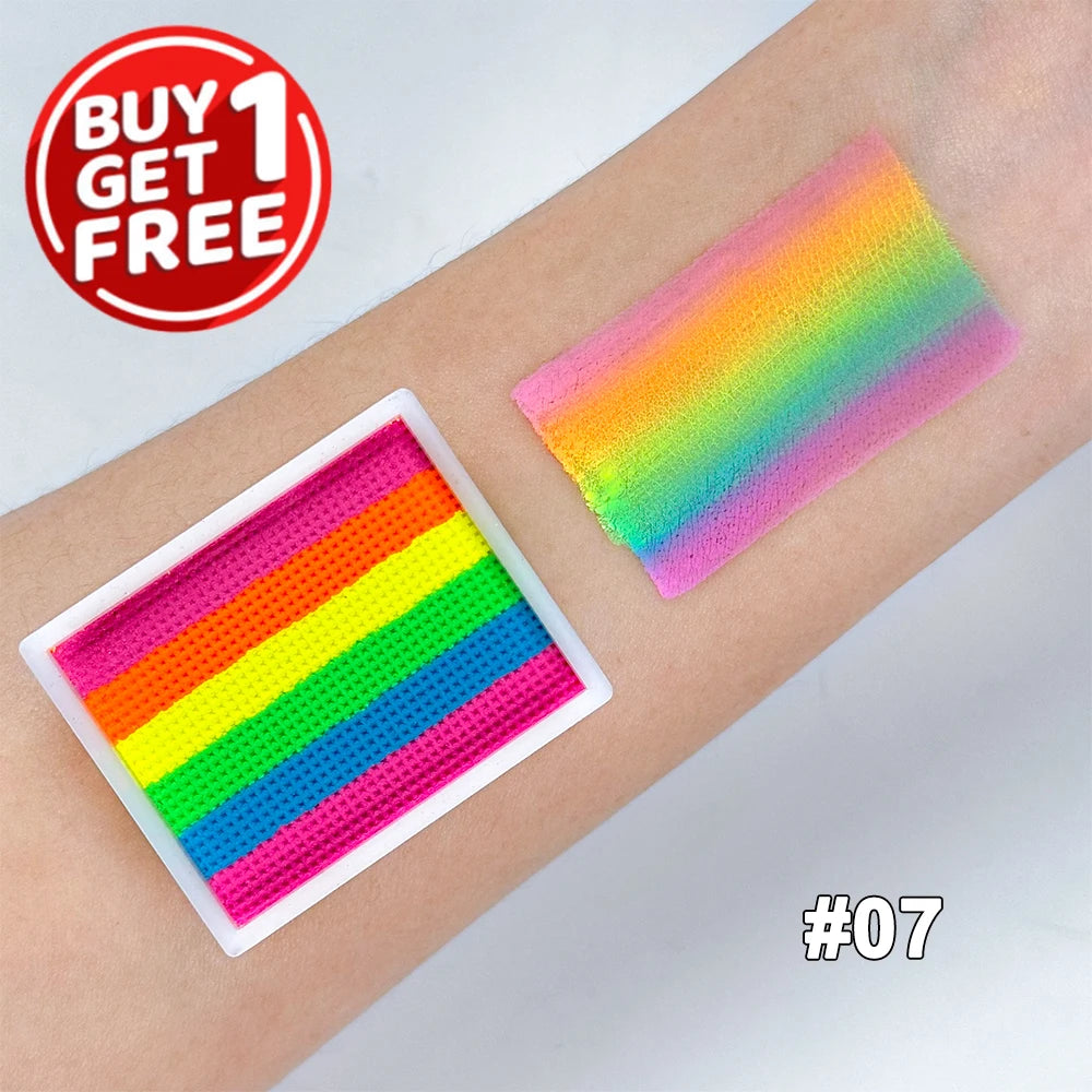 UV Glow-in-the-Dark Rainbow Face and Body Paint Set - 14