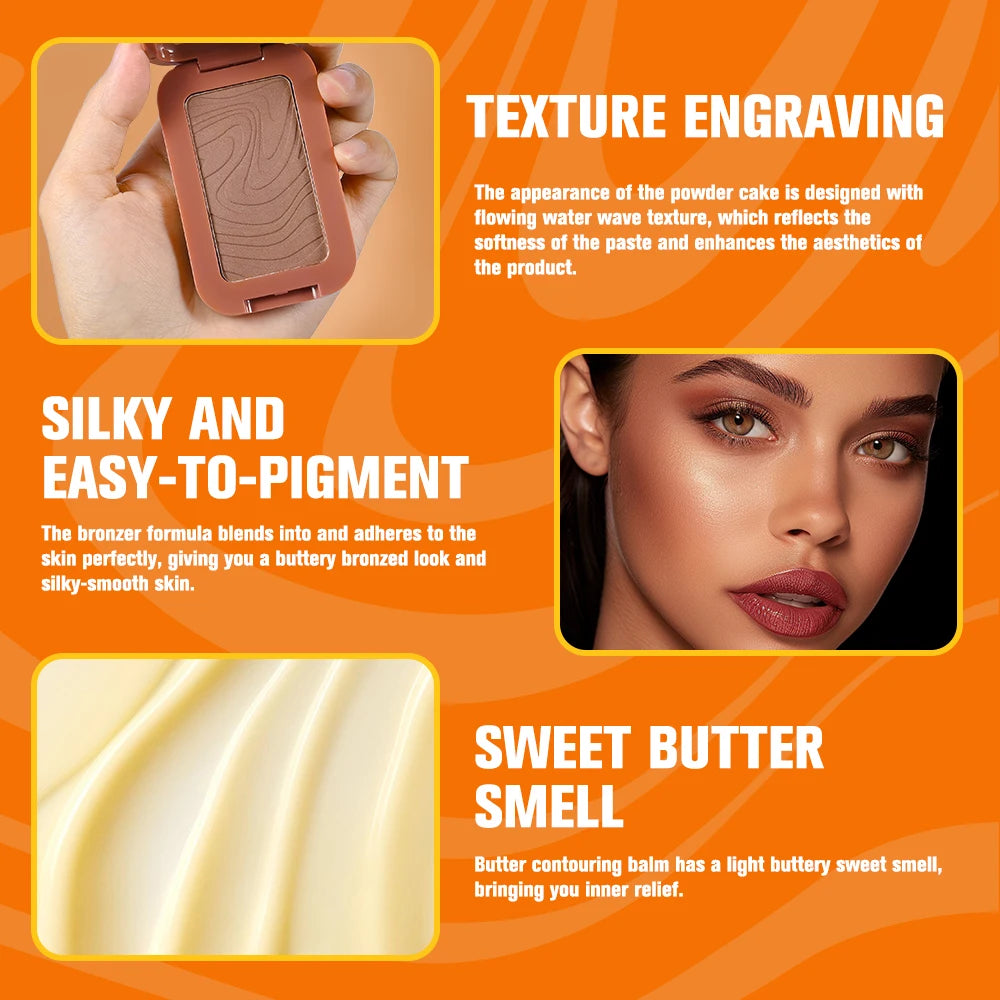 Silky Matte Butter Bronzer Powder for Sculpted Face