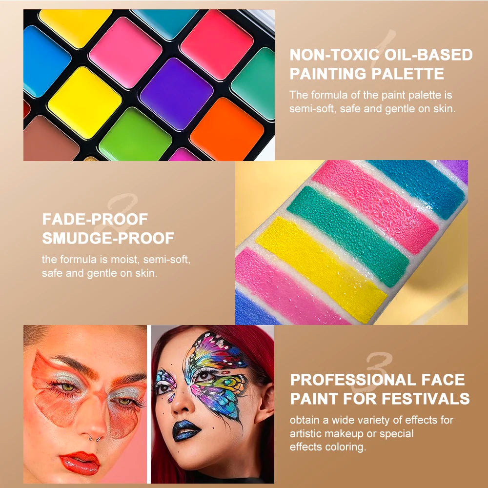 22-Color Professional Face and Body Paint Palette for Costumes - 5