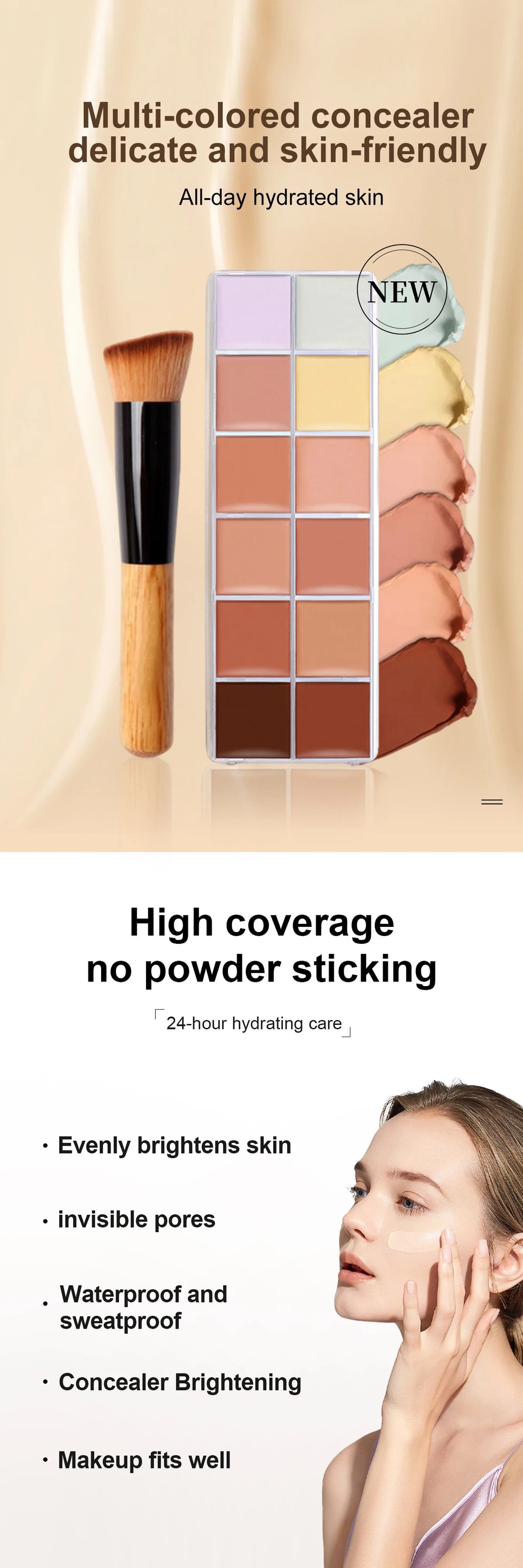 12-Color Full Coverage Concealer Palette for Flawless Skin
