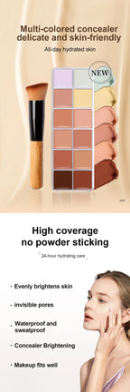 12-Color Full Coverage Concealer Palette for Flawless Skin