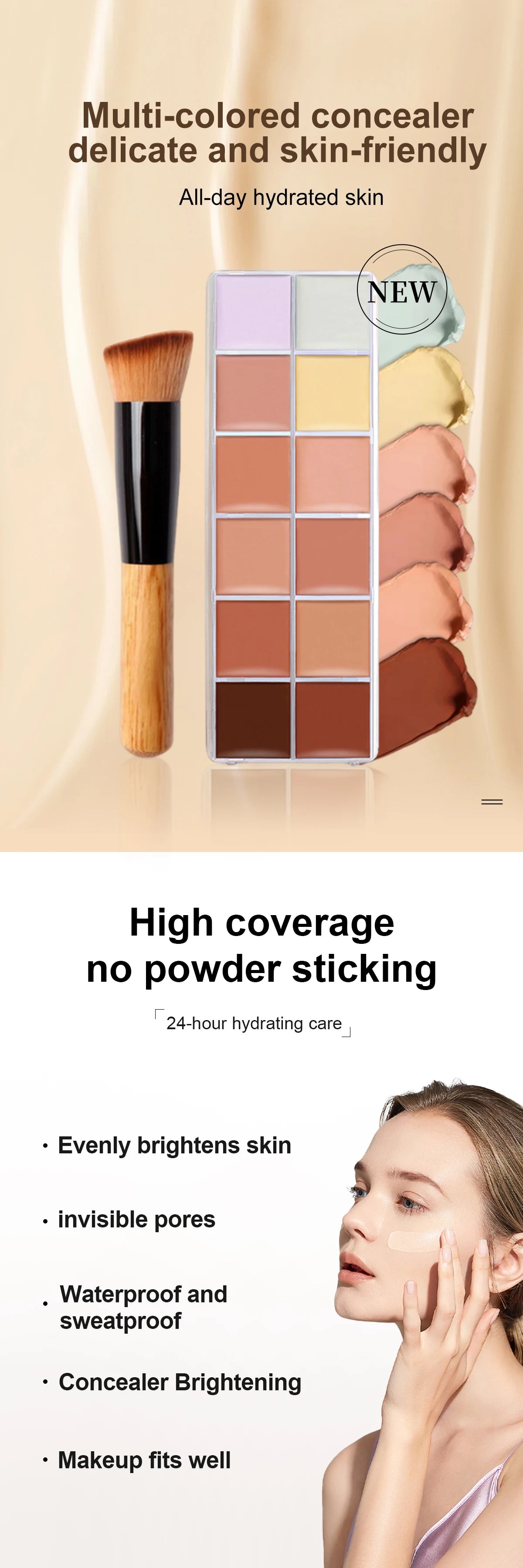 12-Color Full Coverage Concealer Palette for Flawless Skin