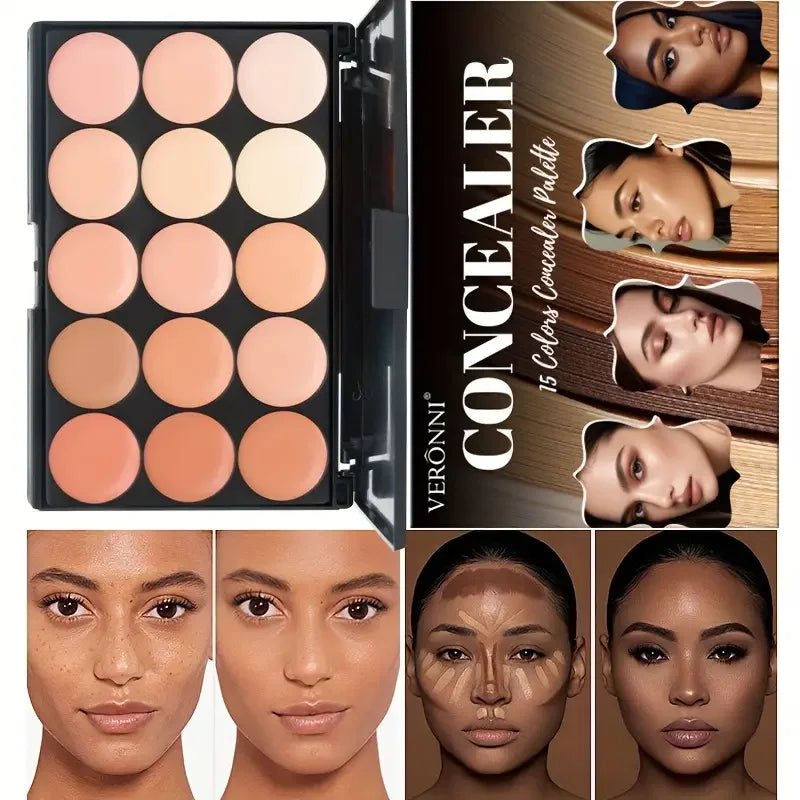 15-Color Professional Face Concealer Palette for Flawless Skin - 2