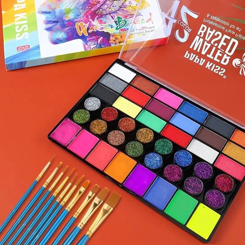 42-Color Water-Activated Face and Body Paint Makeup Set