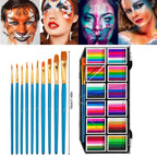 Professional Rainbow Face and Body Paint Palette for Halloween