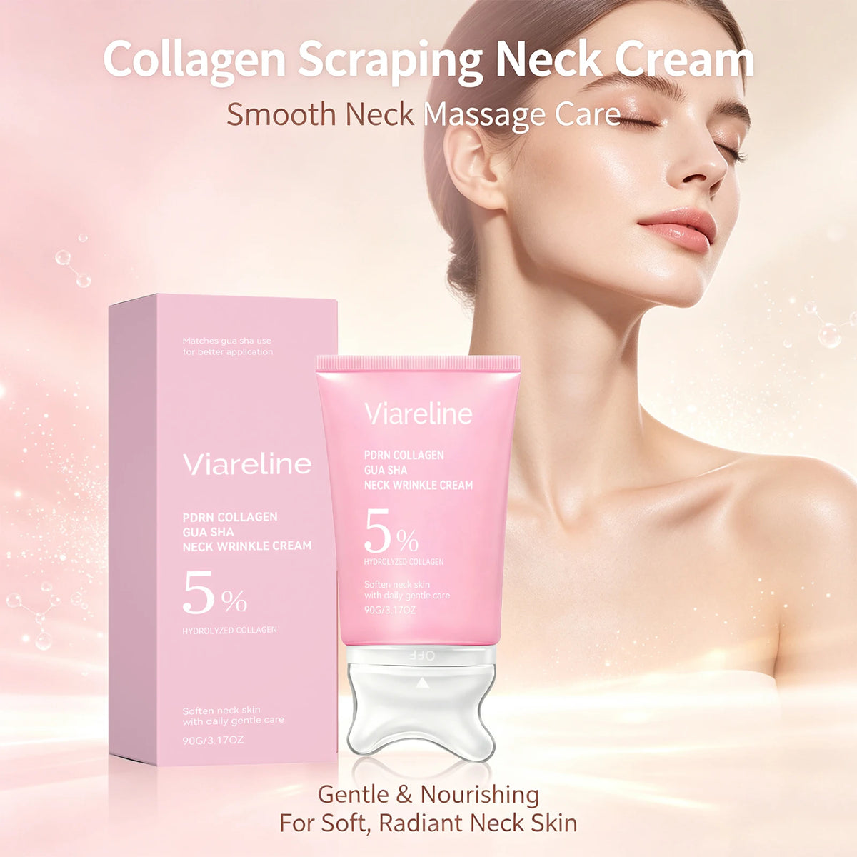 Firming Collagen Neck Cream with Gua Sha Massage Applicator