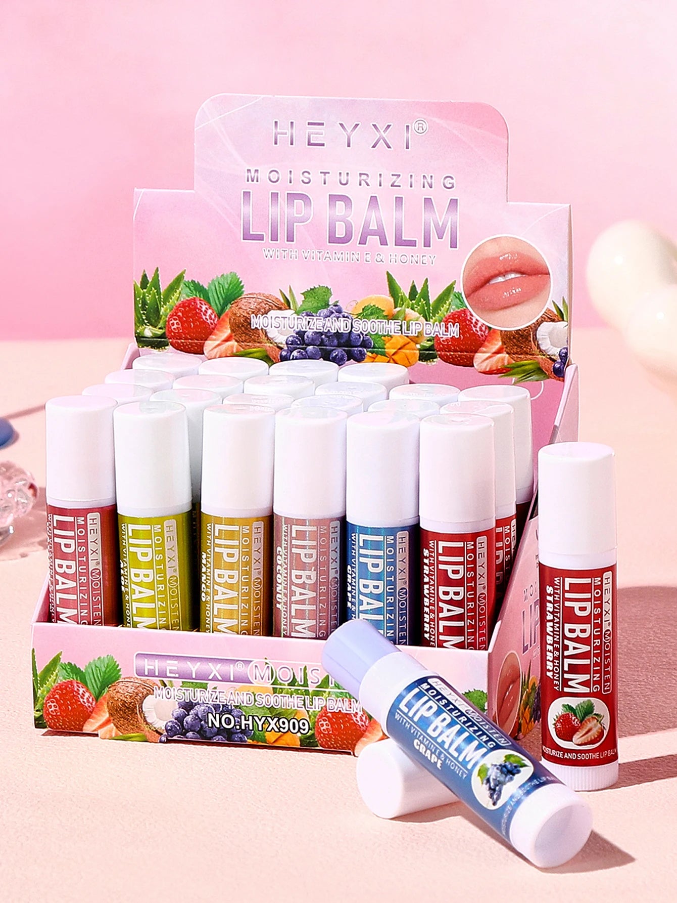 24-Piece Fruit Flavored Moisturizing Lip Balm Set - 9