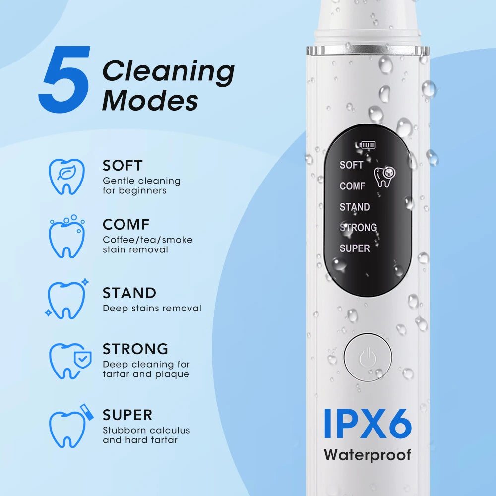 Ultrasonic Electric Teeth Cleaning Plaque Remover Kit - 3
