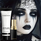 Halloween Matte White Foundation and Black Glitter Lipstick Set