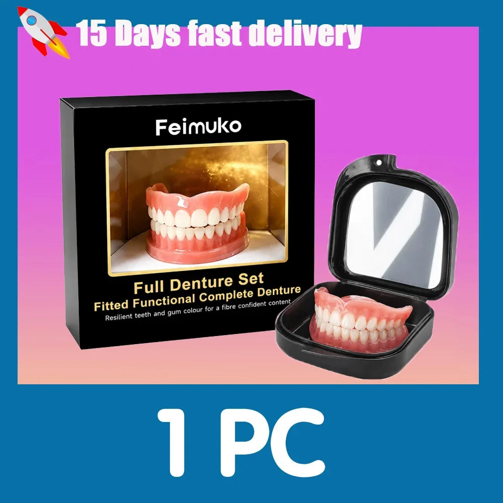 Instant Snap-On Cosmetic Dentures with Storage Case