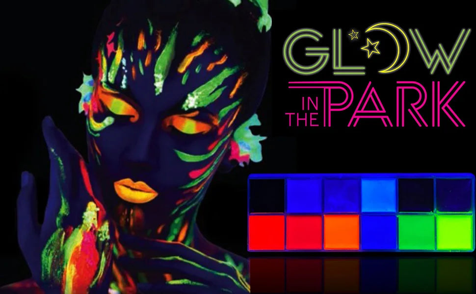 12-Color Professional UV Glow Face and Body Paint Set - 7