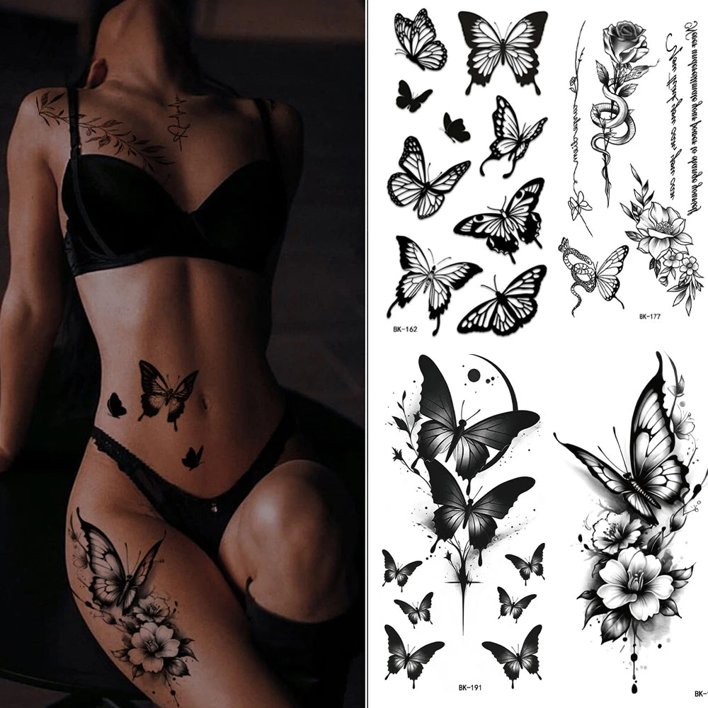 Semi-Permanent Butterfly Temporary Tattoo Set