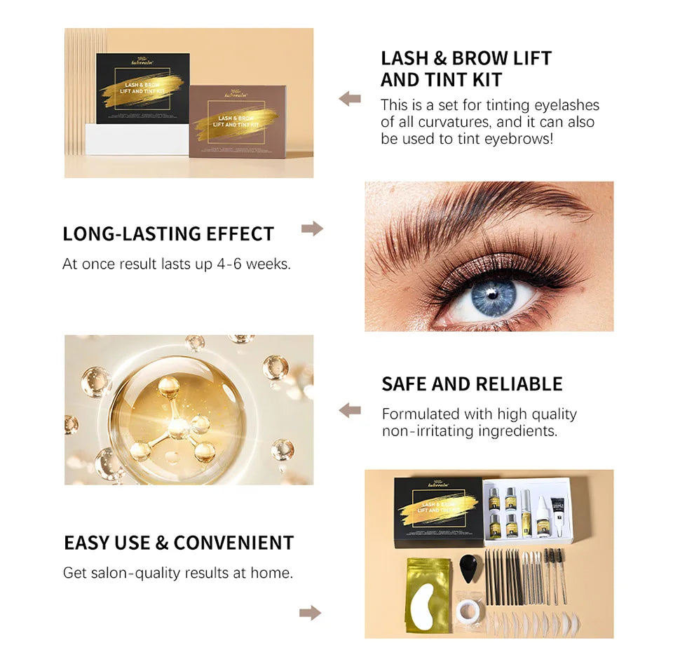 Professional Lash Lift and Brow Tint Kit for Salon Results