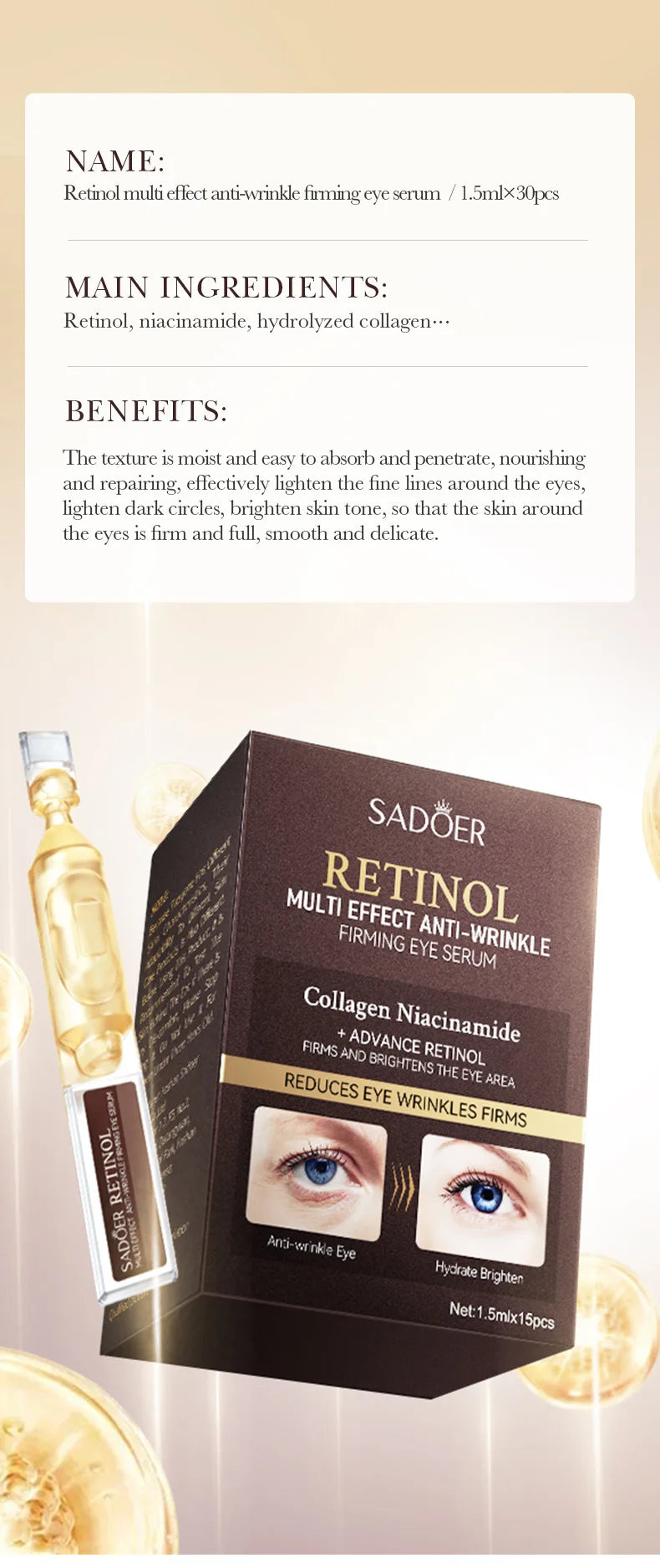 Retinol Anti-Wrinkle Firming Eye Serum for Dark Circles and Puffiness - 6