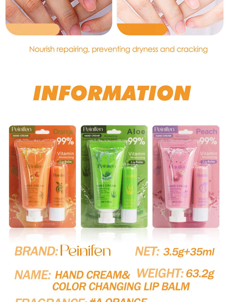 Moisturizing Hand Cream and Color Changing Lip Balm Set - 15