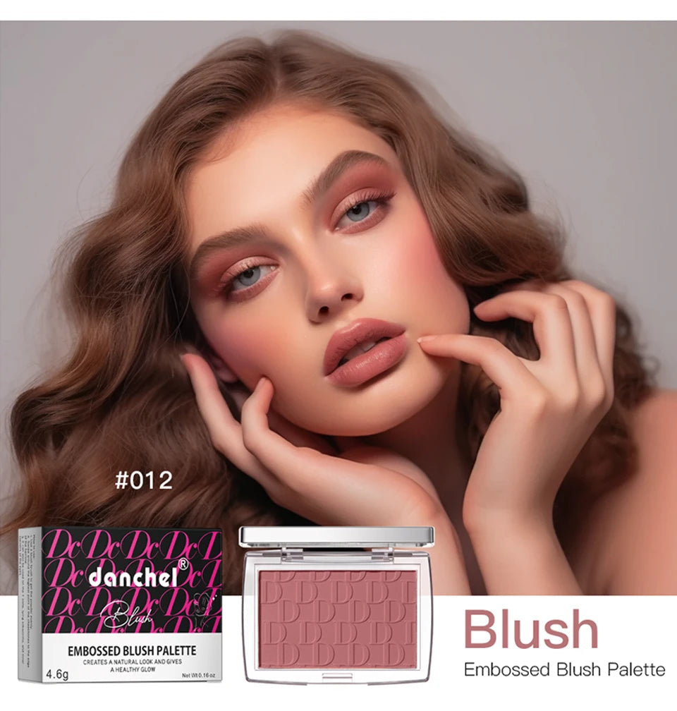 Matte Embossed Blush Palette with Professional Brush