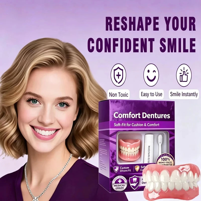 Comfortable Silicone Denture Set for Instant Smile Transformation