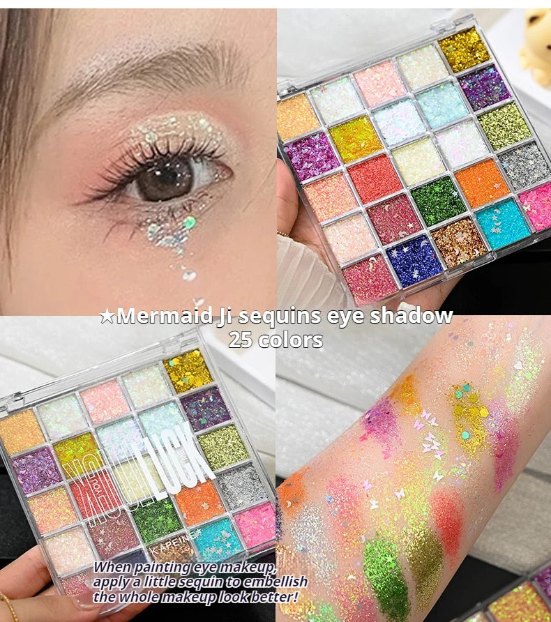 Glitter Sequin Eyeshadow Palette for Festivals and Parties - 17